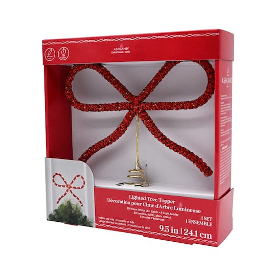 9.5" Red Rhinestone Bow Lighted Tree Topper by Ashland®